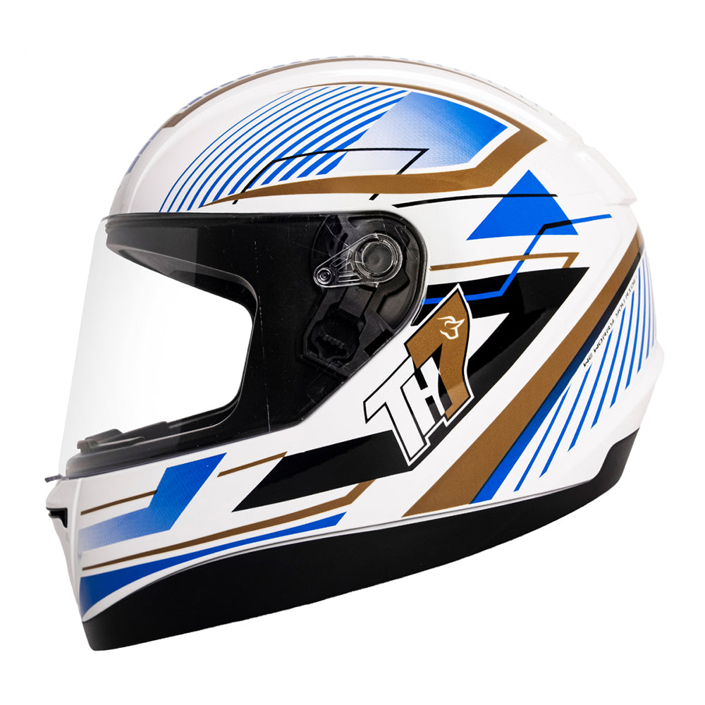 Capacete TH7 Grid Branco e Azul Brilho