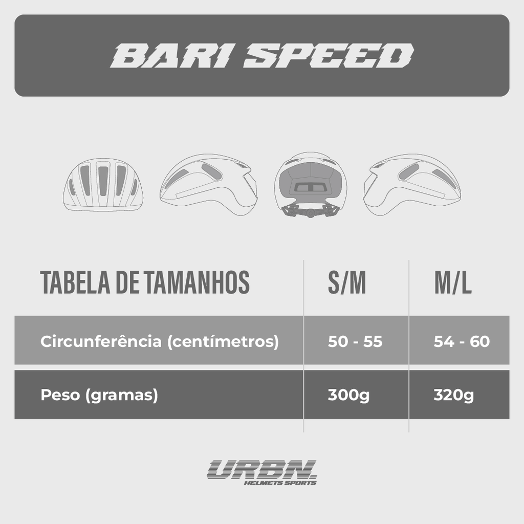 Capacete Urban Sports Bari Speed Preto Noturno